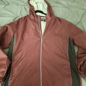 Jansport Maroon, Gray, And Black Hooded Men's Jacket